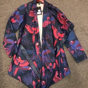 NEW Leigh Schubert “Crosby B” Vibrant Bird Print Jacket ONE OF A KIND